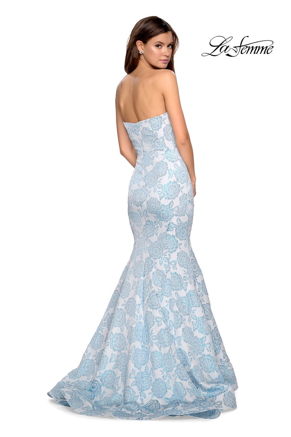 La Femme 27286 prom dress images. La Femme 27286 is available in these colors: Black Gold, Light Blue, White.
