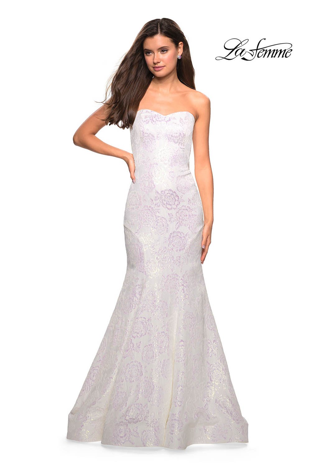 La Femme 27286 prom dress images. La Femme 27286 is available in these colors: Black Gold, Light Blue, White.