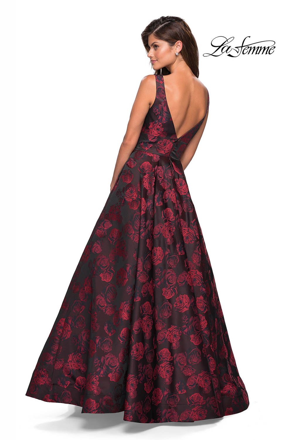La Femme 27298 prom dress images. La Femme 27298 is available in these colors: Red Black.