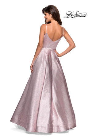 La Femme 27322 prom dress images.  La Femme 27322 is available in these colors: Gold Black, Pink.