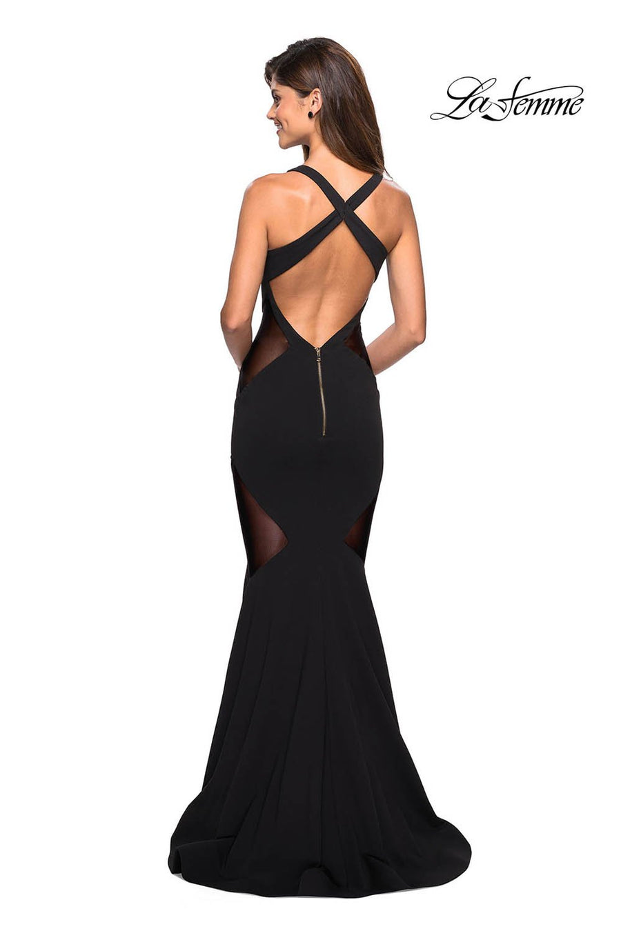 La Femme 27454 prom dress images.  La Femme 27454 is available in these colors: Black.