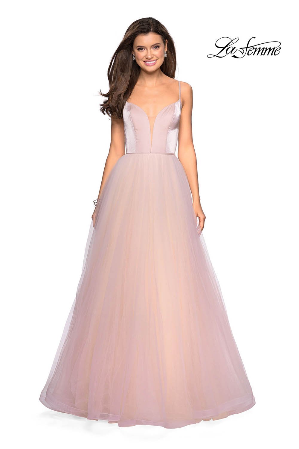 La Femme 27485 prom dress images. La Femme 27485 is available in these colors: Black, Blush, Burgundy, Navy.