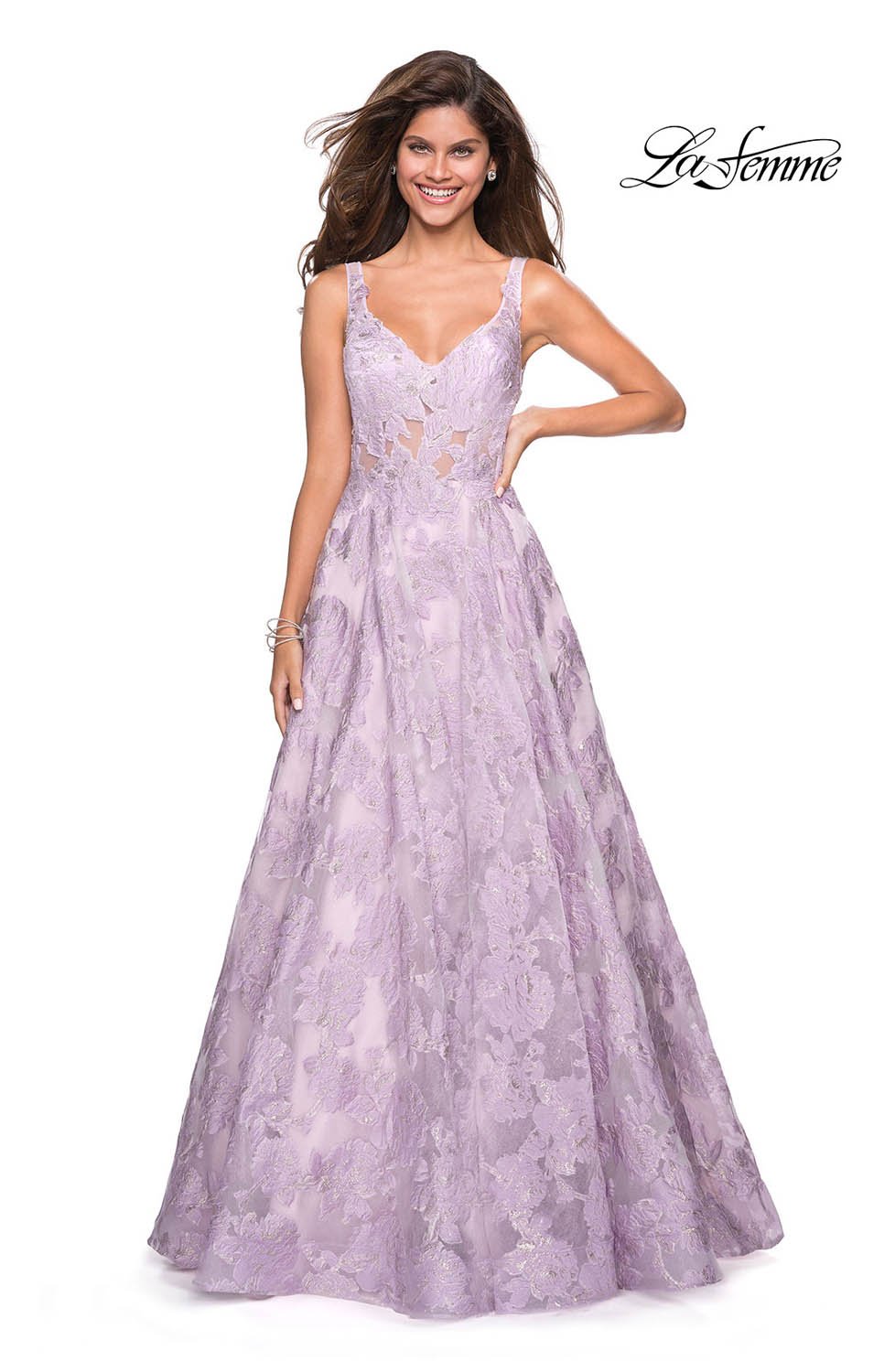La Femme 27505 prom dress images. La Femme 27505 is available in these colors: Lavender, Light Pink, Silver.