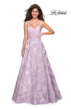 La Femme 27505 prom dress images.  La Femme 27505 is available in these colors: Lavender, Light Pink, Silver.