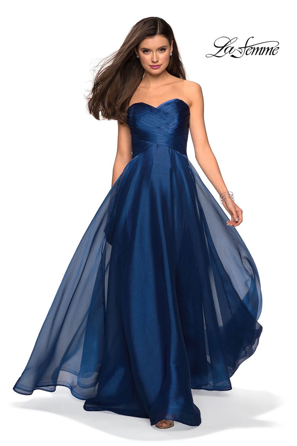 La Femme 27515 prom dress images. La Femme 27515 is available in these colors: Mauve, Navy, Orchid, Red, White.