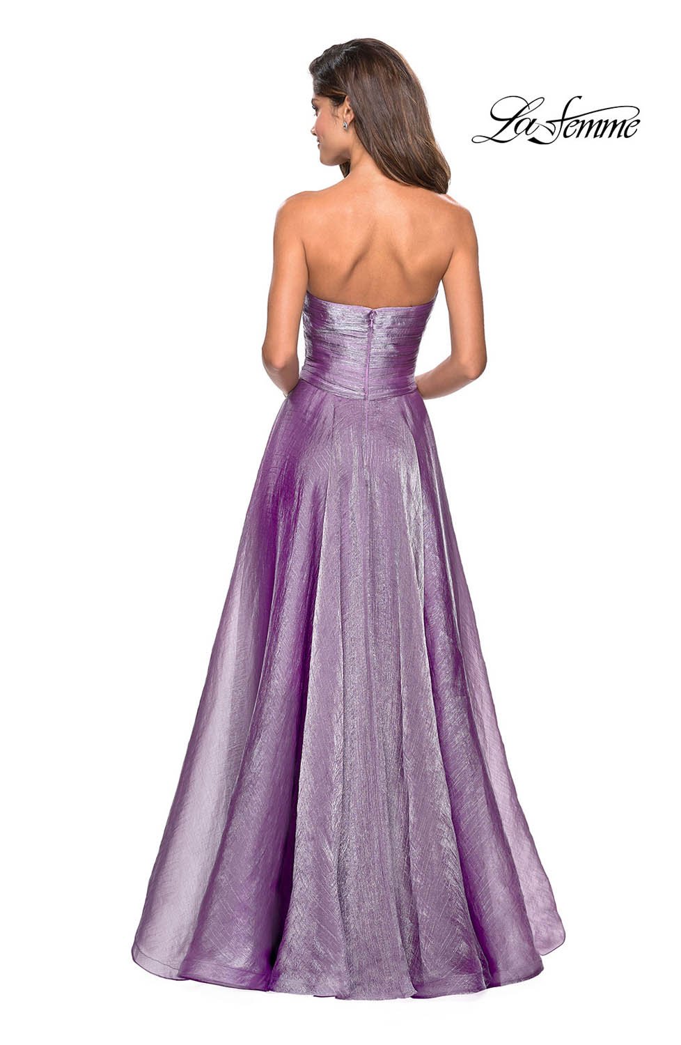 La Femme 27515 prom dress images. La Femme 27515 is available in these colors: Mauve, Navy, Orchid, Red, White.