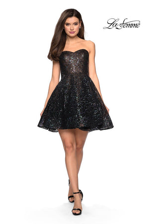 La Femme 27517 prom dress images.  La Femme 27517 is available in these colors: Black, Blush, Lavender.
