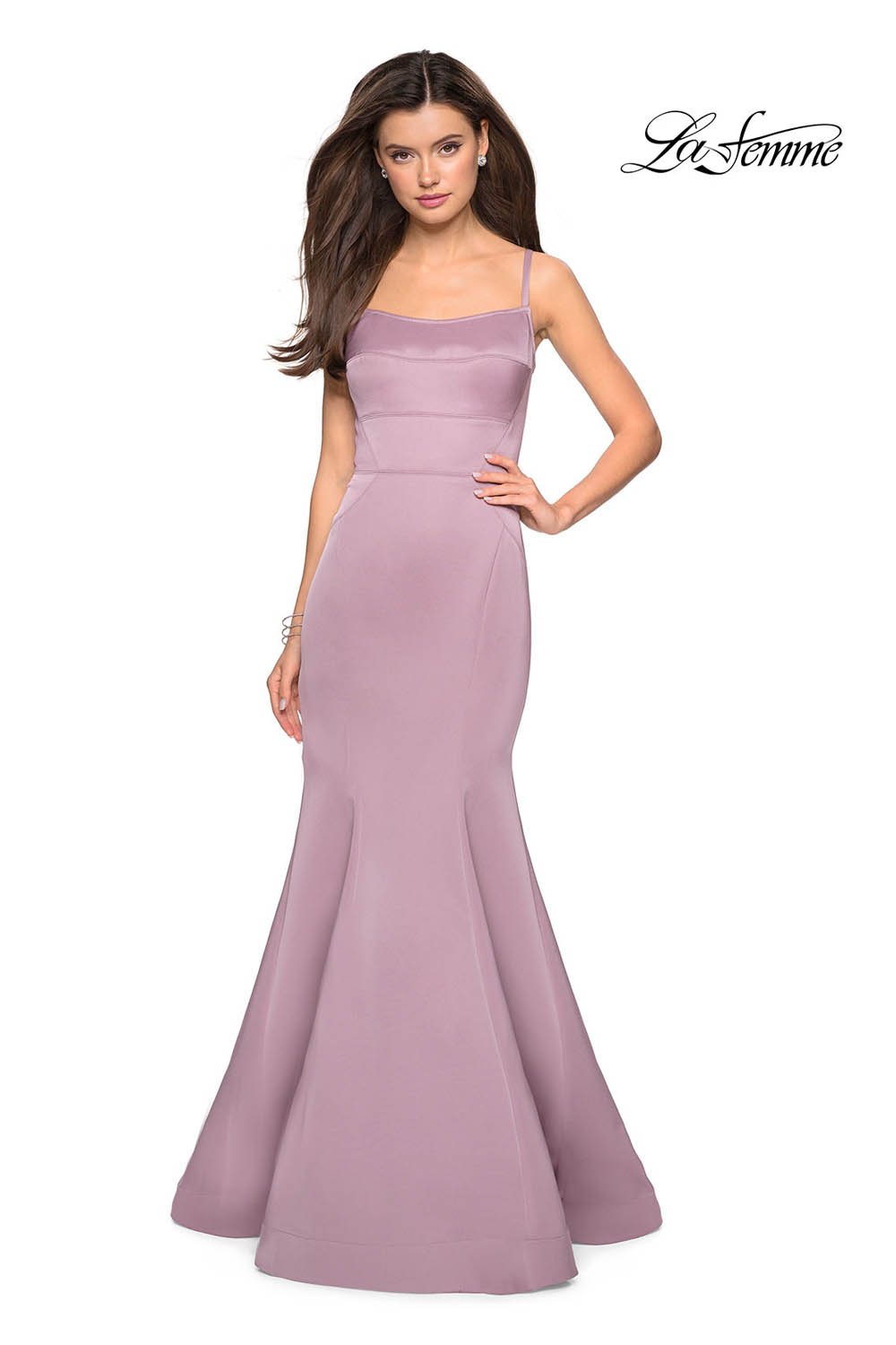 La Femme 27524 prom dress images. La Femme 27524 is available in these colors: Burgundy, Evergreen, Mauve, Navy.