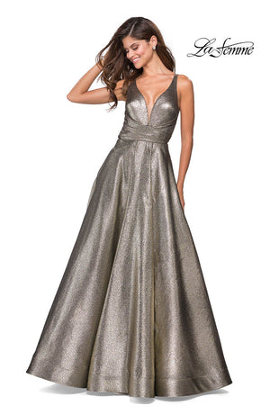 La Femme 27532 prom dress images.  La Femme 27532 is available in these colors: Gold Black.