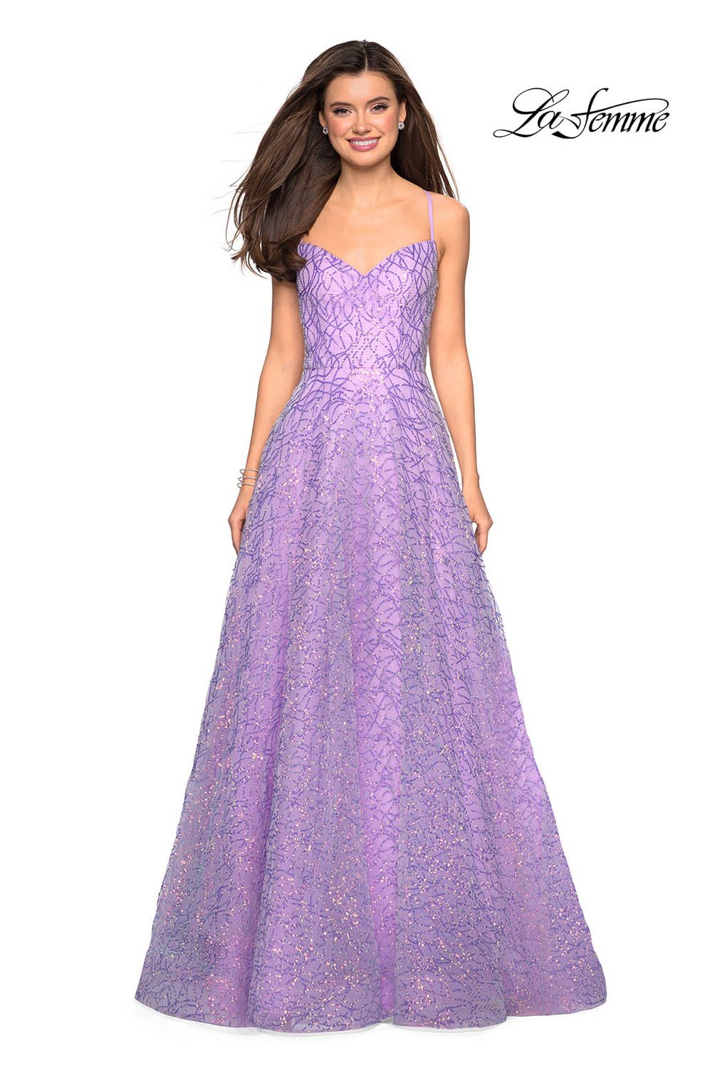 La Femme 27541 prom dress images. La Femme 27541 is available in these colors: Blush, Lavender.