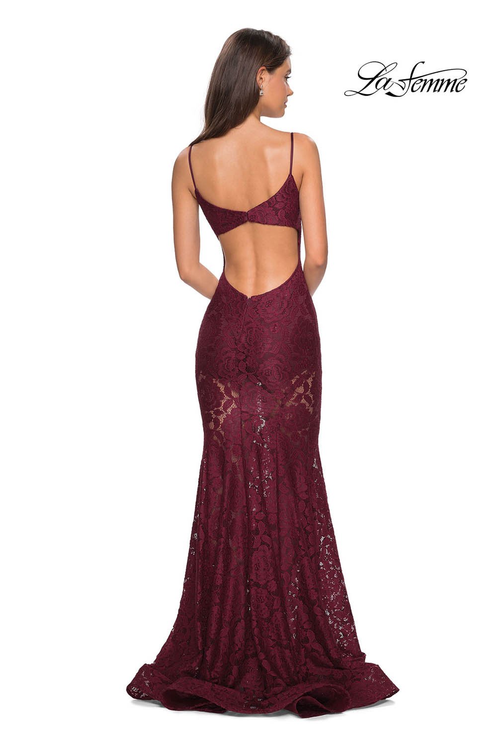 La Femme 27584 prom dress images. La Femme 27584 is available in these colors: Black, Electric Blue, Hot Pink, Ivory, Wine.