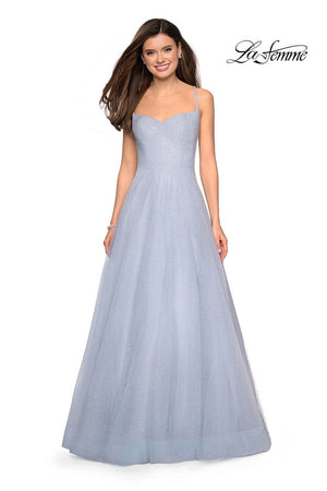 La Femme 27608 prom dress images.  La Femme 27608 is available in these colors: Dusty Mauve, Nude, Pale Blue.