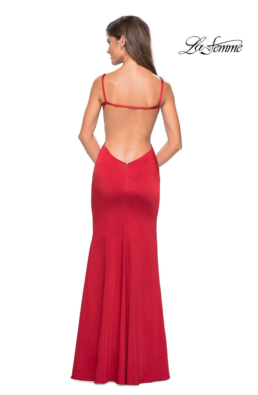 La Femme 27617 prom dress images.  La Femme 27617 is available in these colors: Emerald, Navy, Red.