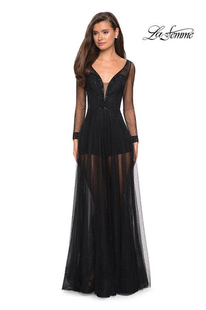 La Femme 27652 prom dress images.  La Femme 27652 is available in these colors: Black.