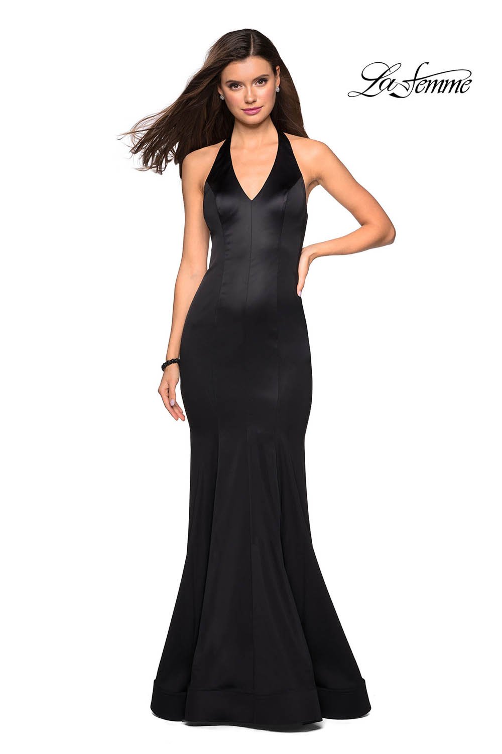 La Femme 27653 prom dress images. La Femme 27653 is available in these colors: Black, Emerald, Red.