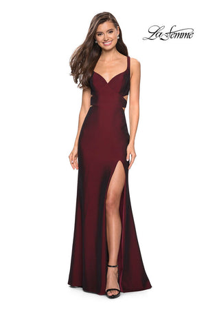 La Femme 27785 prom dress images.  La Femme 27785 is available in these colors: Burgundy, Navy.
