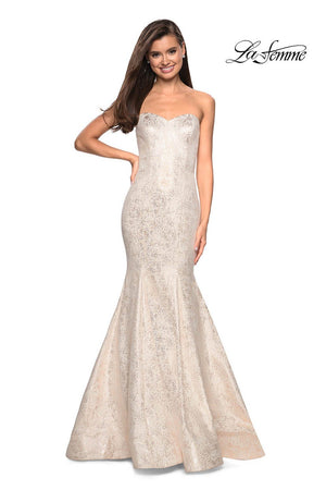 La Femme 27789 prom dress images.  La Femme 27789 is available in these colors: Ivory Gold.