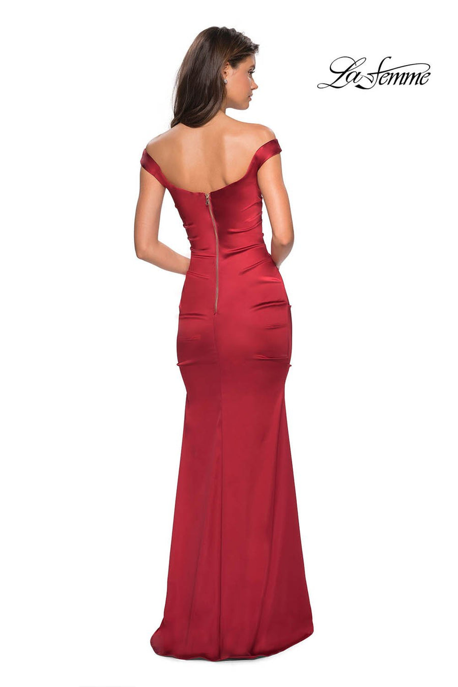 La Femme 27821 prom dress images.  La Femme 27821 is available in these colors: Red.