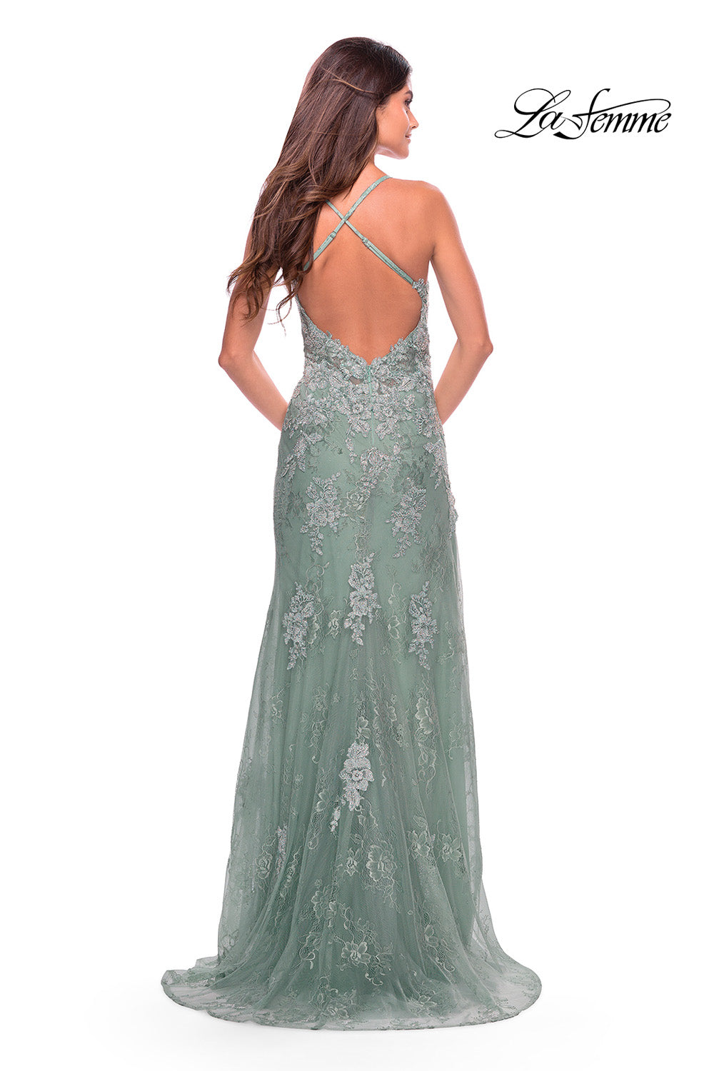 La Femme 30794 prom dress images. La Femme 30794 is available in these colors: Mauve, Royal Blue, Sage.