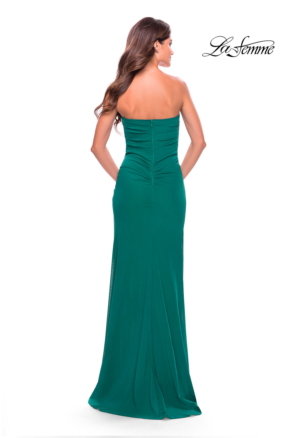 La Femme 31058 prom dress images. La Femme 31058 is available in these colors: Black, Emerald, Red, Royal Blue.