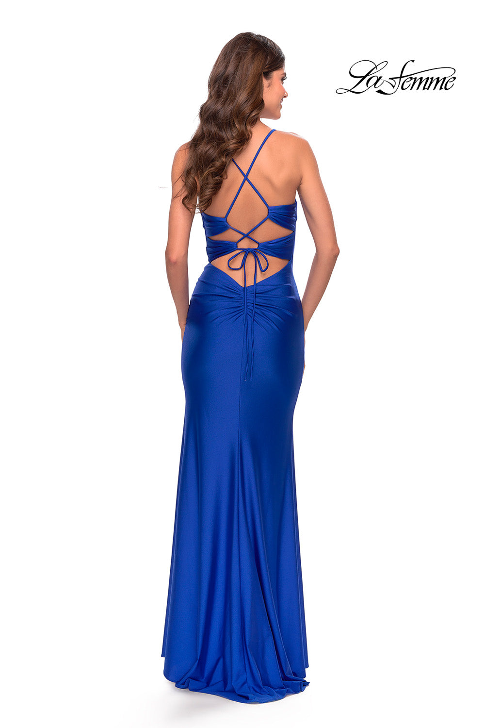 La Femme 31174 prom dress images. La Femme 31174 is available in these colors: Black, Dark Berry, Dark Emerald, Royal Blue.