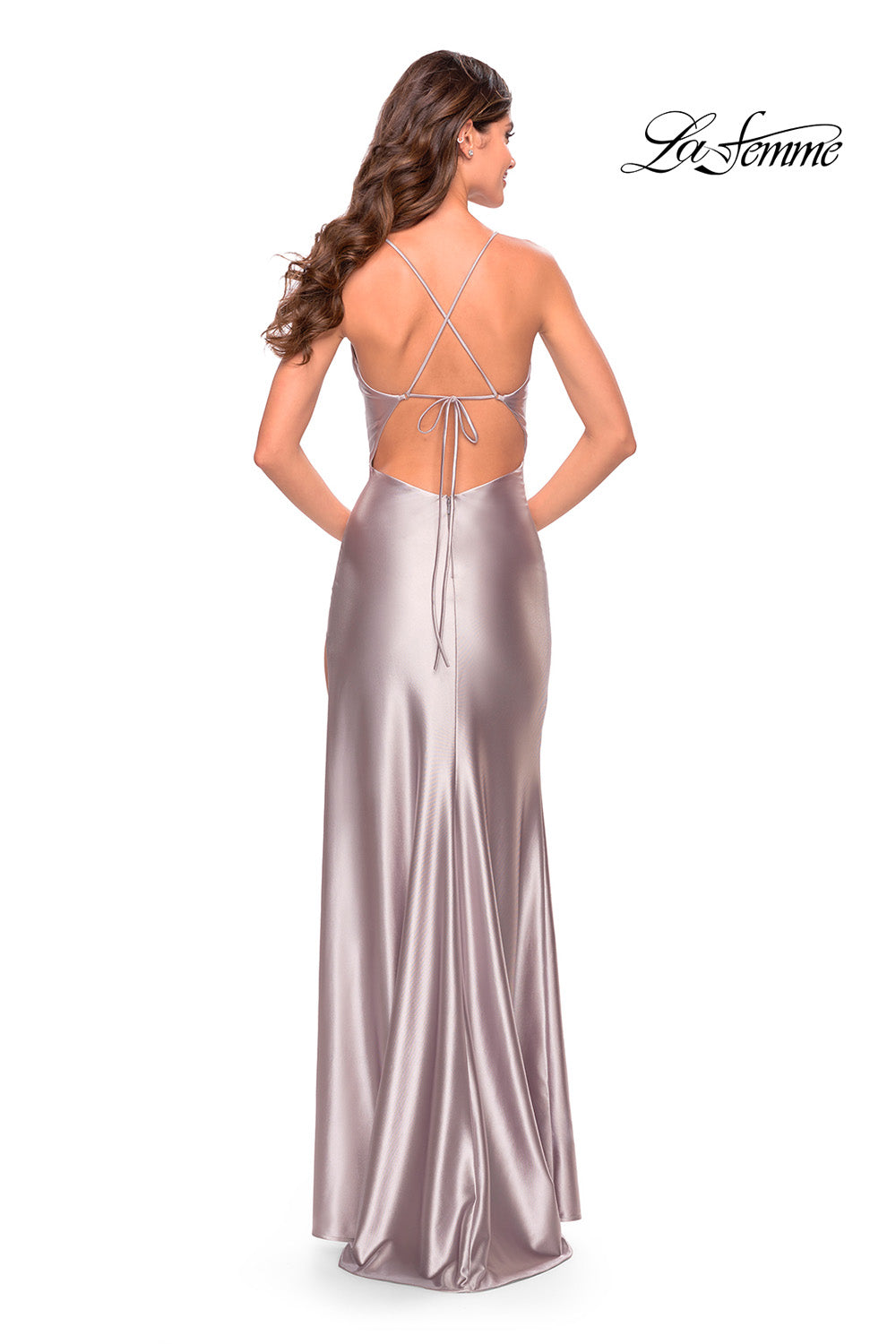 La Femme 31208 prom dress images. La Femme 31208 is available in these colors: Blush, Bronze, Silver, Teal.
