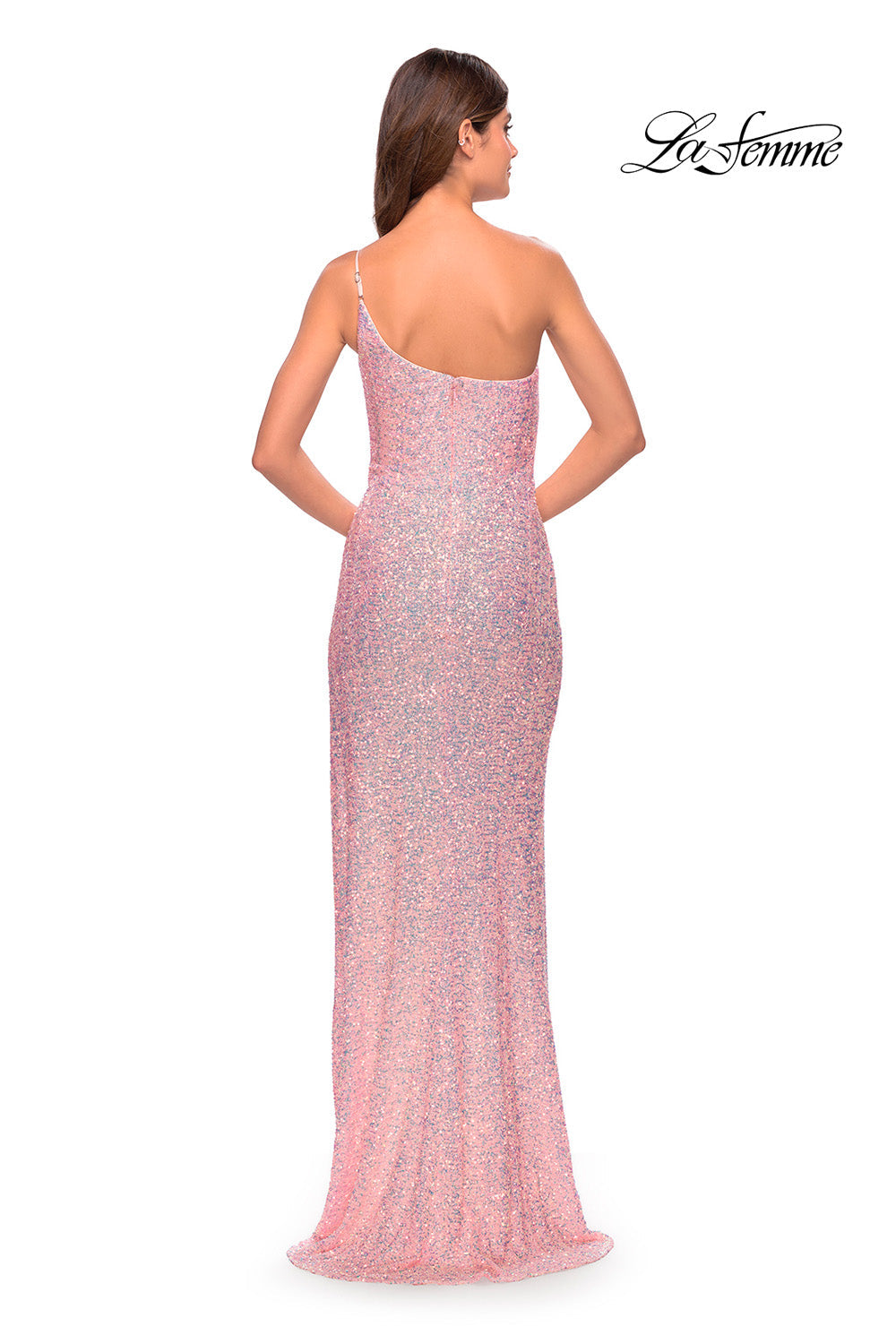 La Femme 31212 prom dress images. La Femme 31212 is available in these colors: Champagne, Light Pink, Sage, Silver.