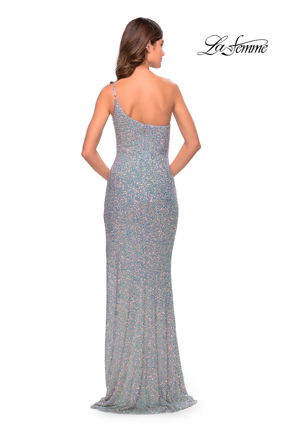 La Femme 31212 prom dress images. La Femme 31212 is available in these colors: Champagne, Light Pink, Sage, Silver.