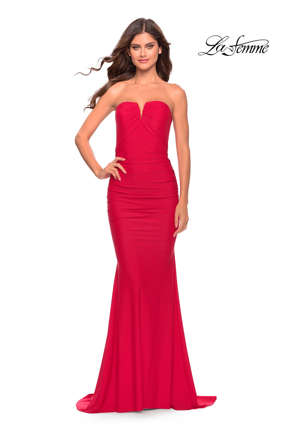 La Femme 31226 prom dress images. La Femme 31226 is available in these colors: Black, Dark Emerald, Red, Royal Blue, Sage.