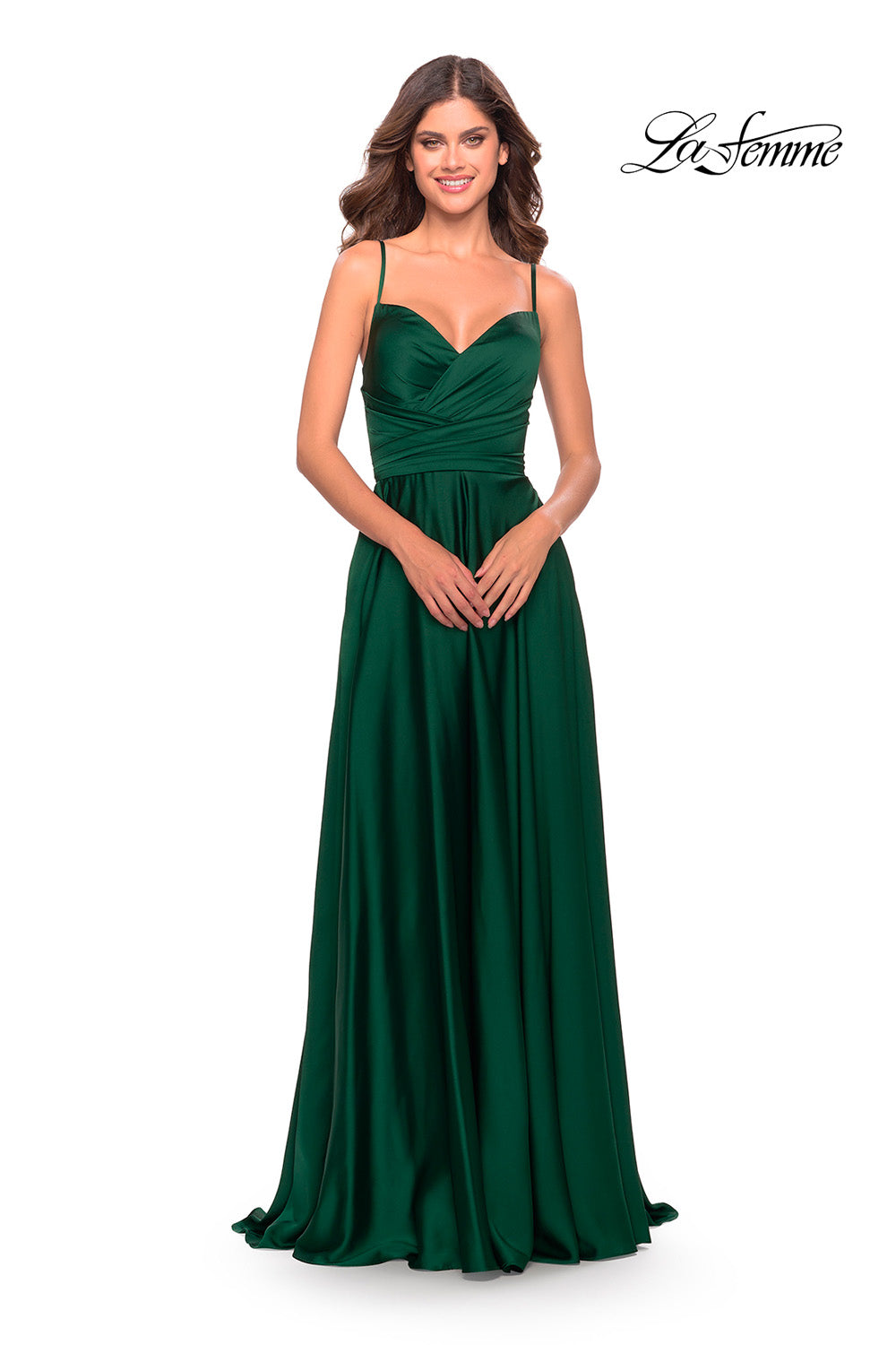 La Femme 31233 prom dress images. La Femme 31233 is available in these colors: Emerald, Navy, Wine.