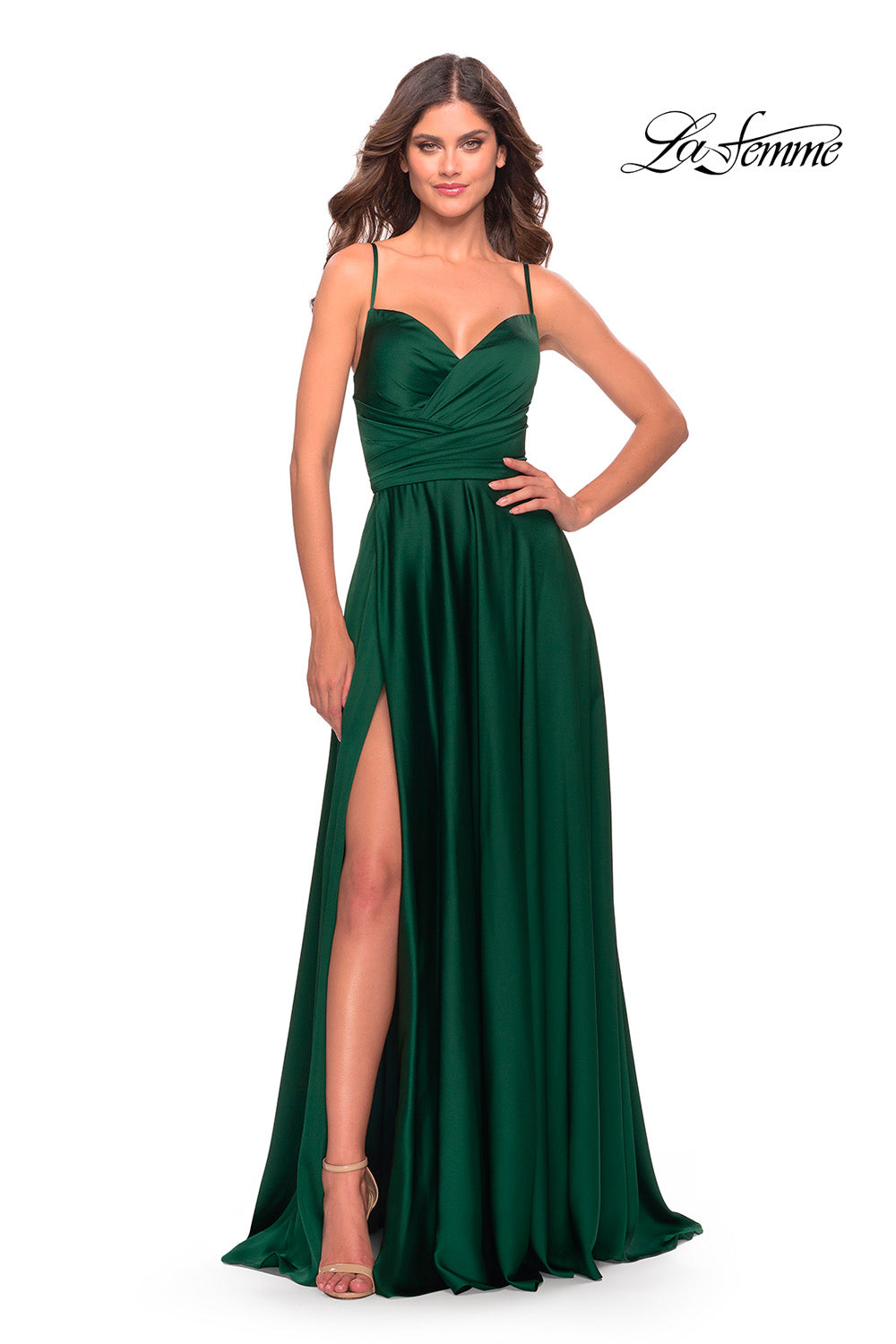 La Femme 31233 prom dress images. La Femme 31233 is available in these colors: Emerald, Navy, Wine.