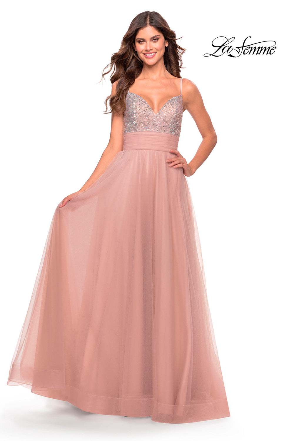 La Femme 31238 prom dress images. La Femme 31238 is available in these colors: Dark Berry, Dusty Mauve, Royal Blue, Sage.