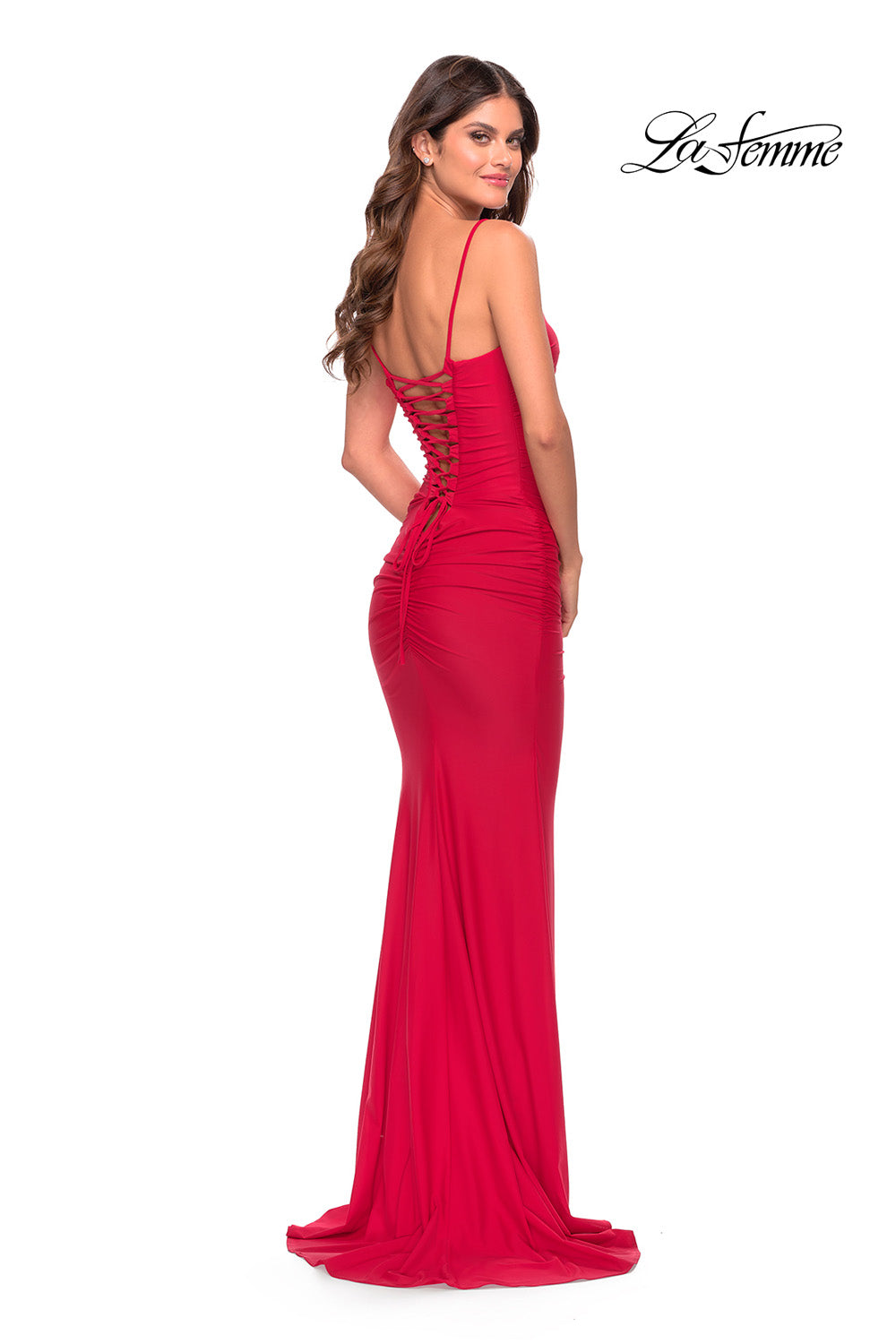 La Femme 31330 prom dress images. La Femme 31330 is available in these colors: Black, Emerald, Red, Royal Blue.