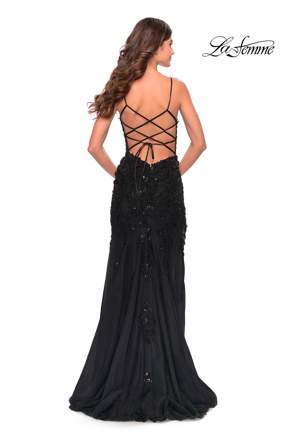 La Femme 31382 prom dress images. La Femme 31382 is available in these colors: Black.
