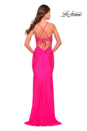 La Femme 31401 prom dress images.  La Femme 31401 is available in these colors: Light Periwinkle, Neon Pink.