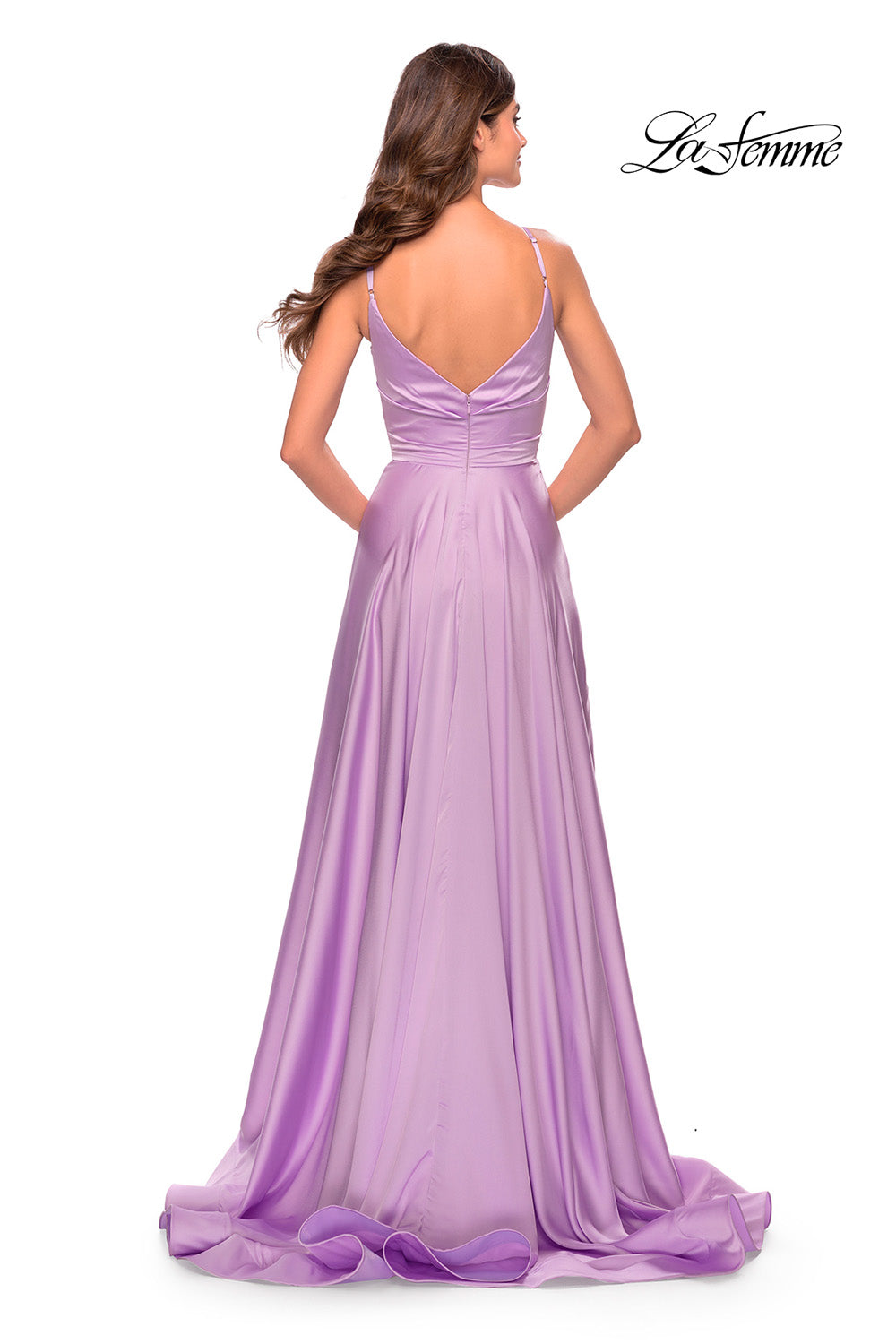 La Femme 31505 prom dress images. La Femme 31505 is available in these colors: Lavender, Nude, Silver, Teal.