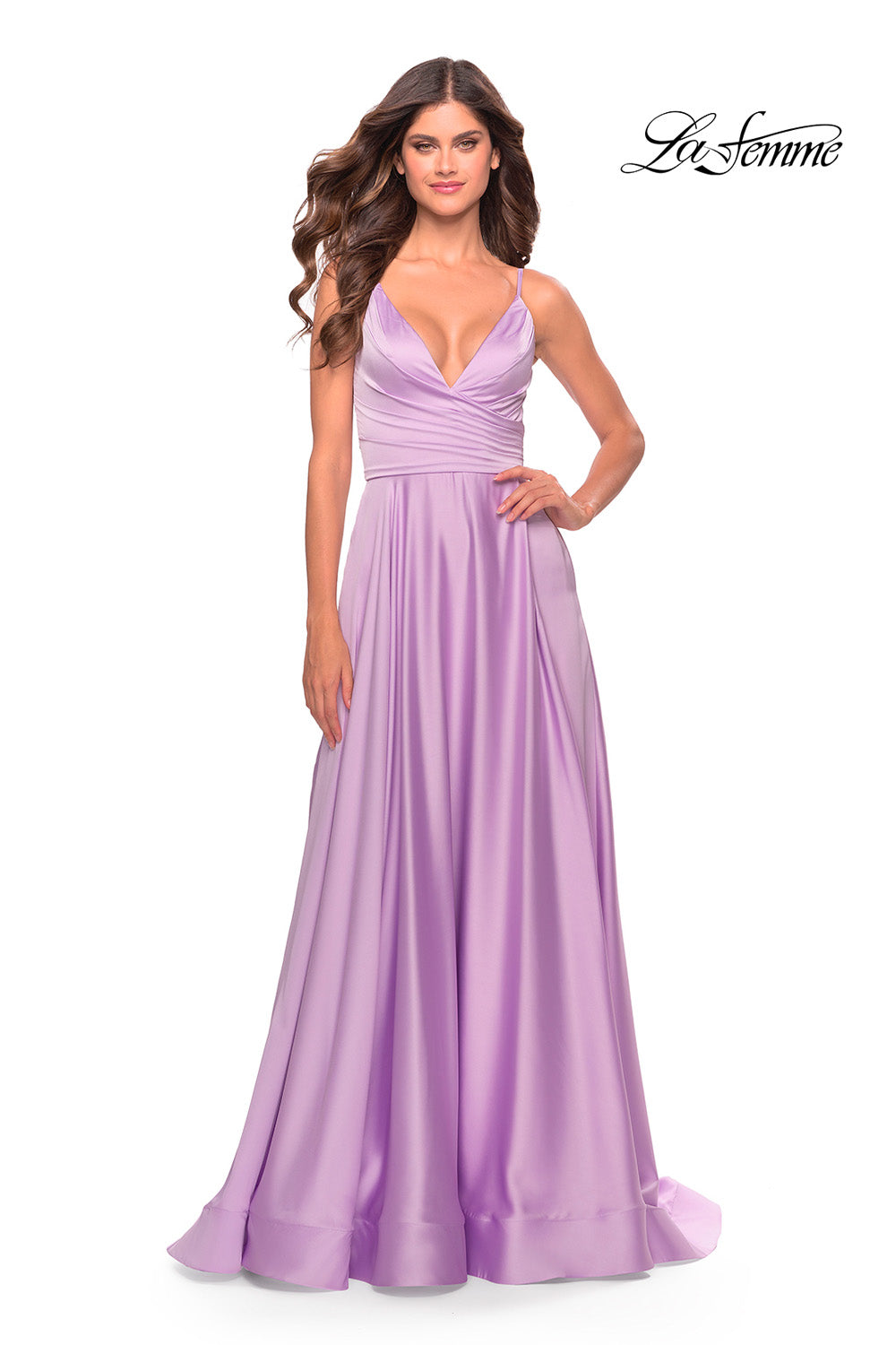 La Femme 31505 prom dress images. La Femme 31505 is available in these colors: Lavender, Nude, Silver, Teal.