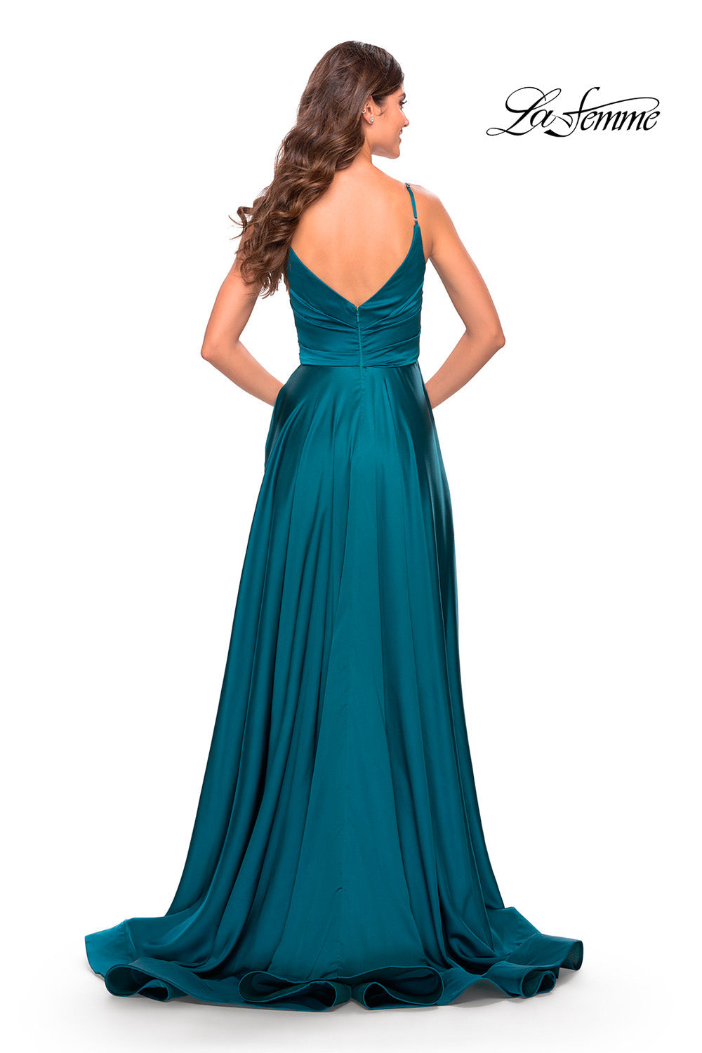 La Femme 31505 prom dress images. La Femme 31505 is available in these colors: Lavender, Nude, Silver, Teal.