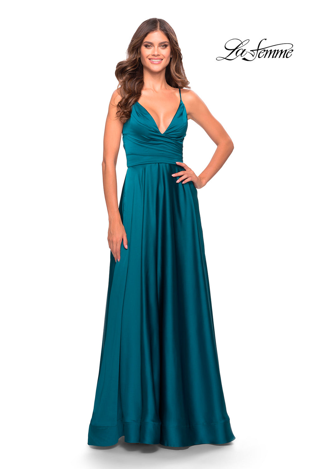 La Femme 31505 prom dress images. La Femme 31505 is available in these colors: Lavender, Nude, Silver, Teal.