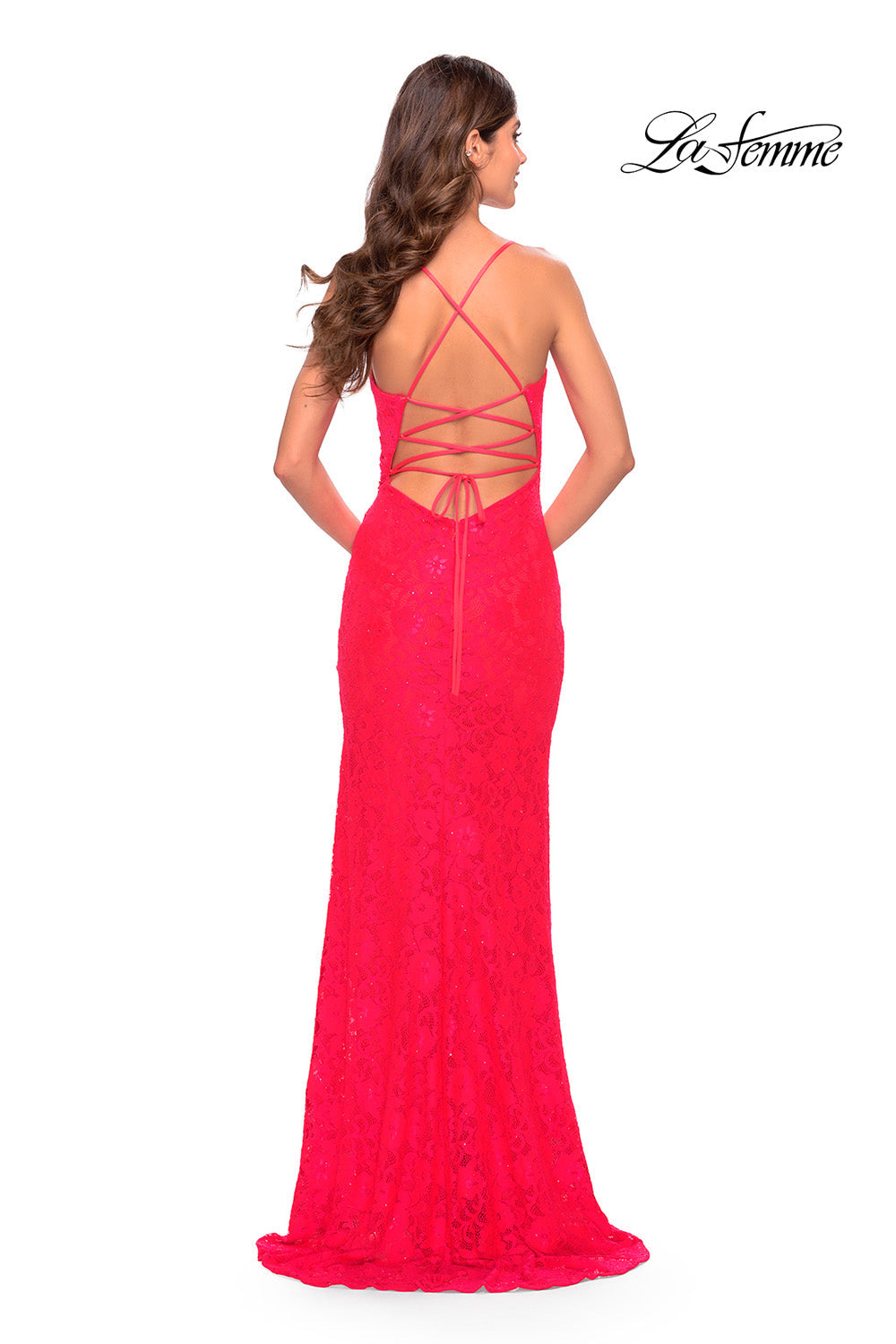 La Femme 31510 prom dress images. La Femme 31510 is available in these colors: Hot Coral, Light Periwinkle.