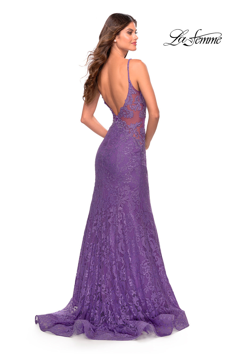 La Femme 31512 prom dress images. La Femme 31512 is available in these colors: Aqua, Hot Coral, Purple, Sage.