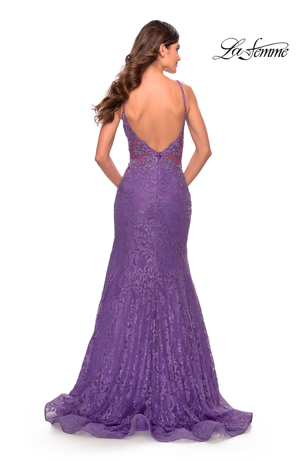 La Femme 31512 prom dress images. La Femme 31512 is available in these colors: Aqua, Hot Coral, Purple, Sage.