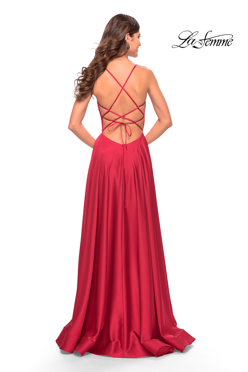 La Femme 31533 prom dress images. La Femme 31533 is available in these colors: Red, Royal Blue, Royal Purple.