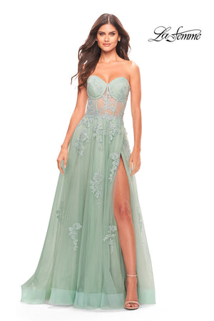 La Femme 31577 prom dress images.  La Femme 31577 is available in these colors: Sage.