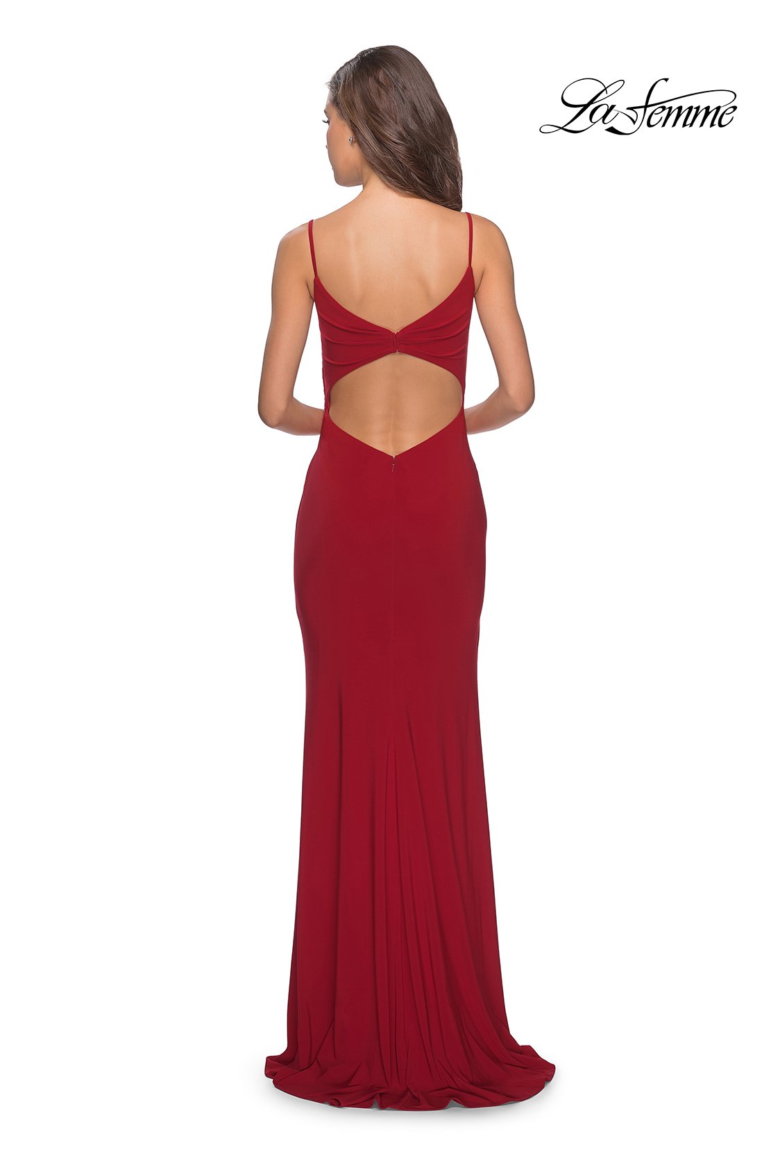 La Femme 28079 prom dress images. La Femme 28079 is available in these colors: Black, Deep Red, Navy.