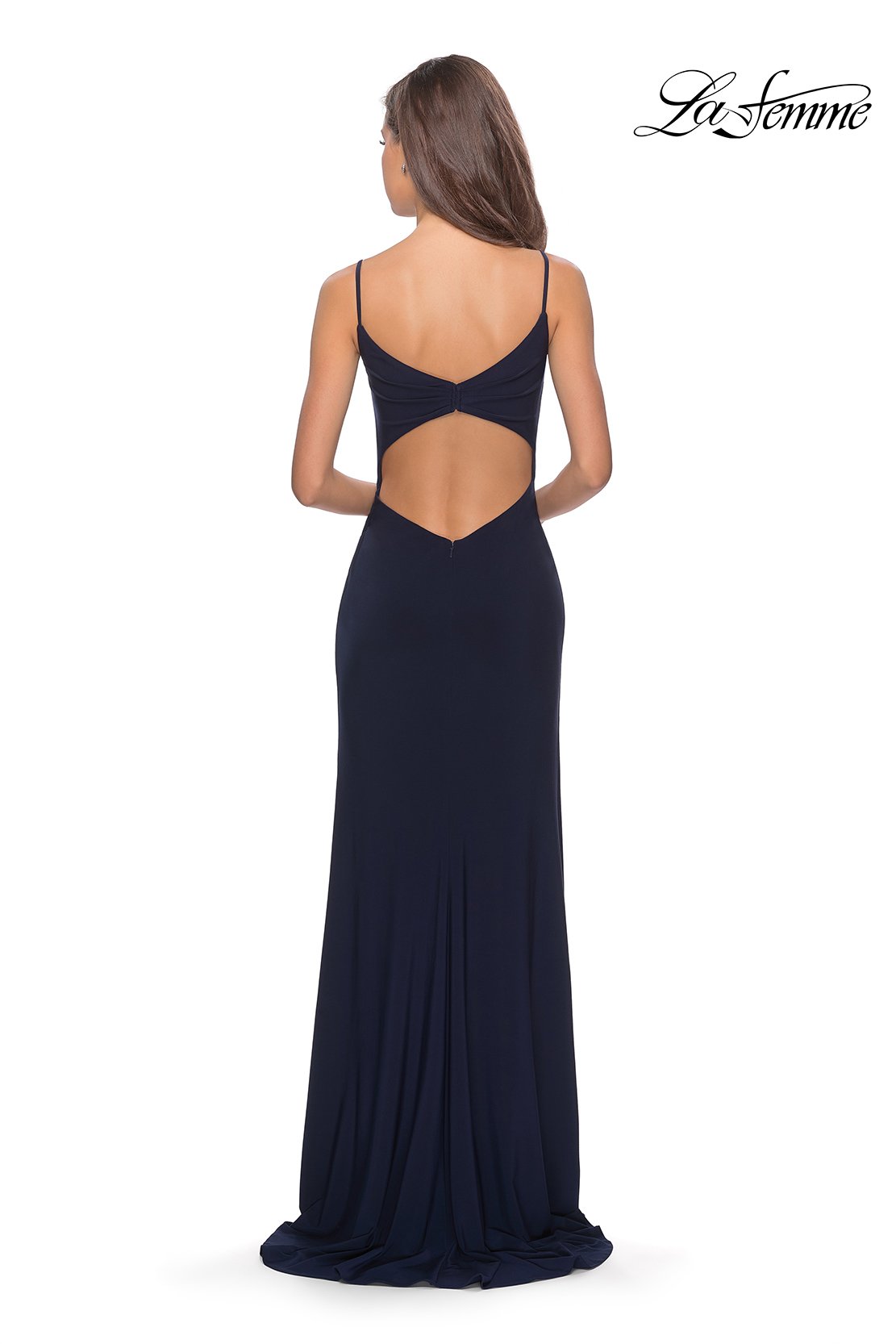 La Femme 28079 prom dress images. La Femme 28079 is available in these colors: Black, Deep Red, Navy.
