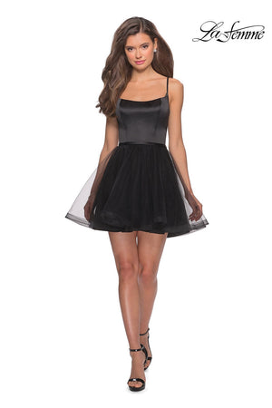 La Femme 28156 prom dress images.  La Femme 28156 is available in these colors: Black, Blush.