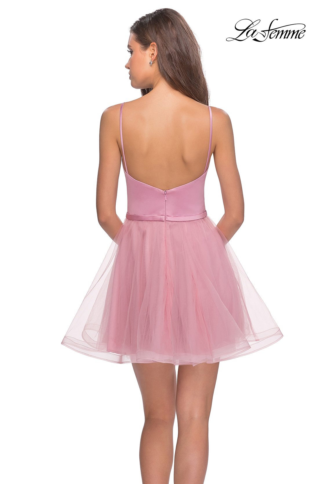 La Femme 28156 prom dress images. La Femme 28156 is available in these colors: Black, Blush.