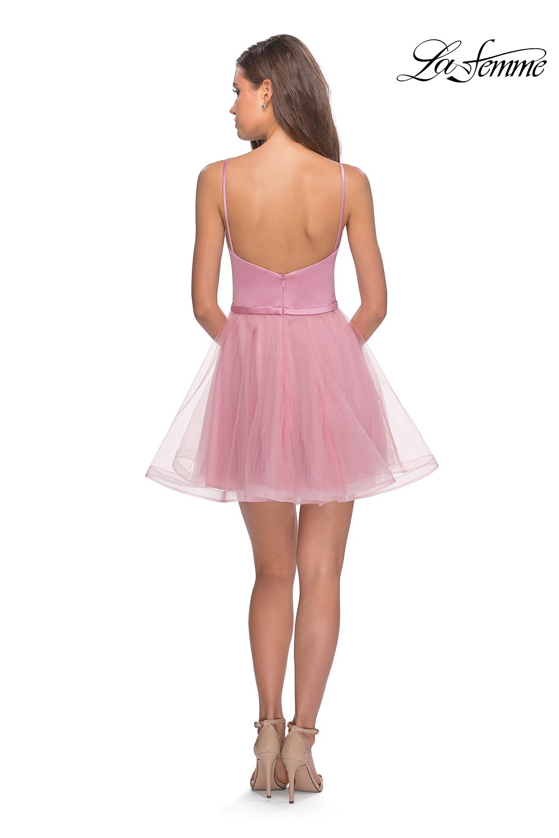La Femme 28156 prom dress images. La Femme 28156 is available in these colors: Black, Blush.