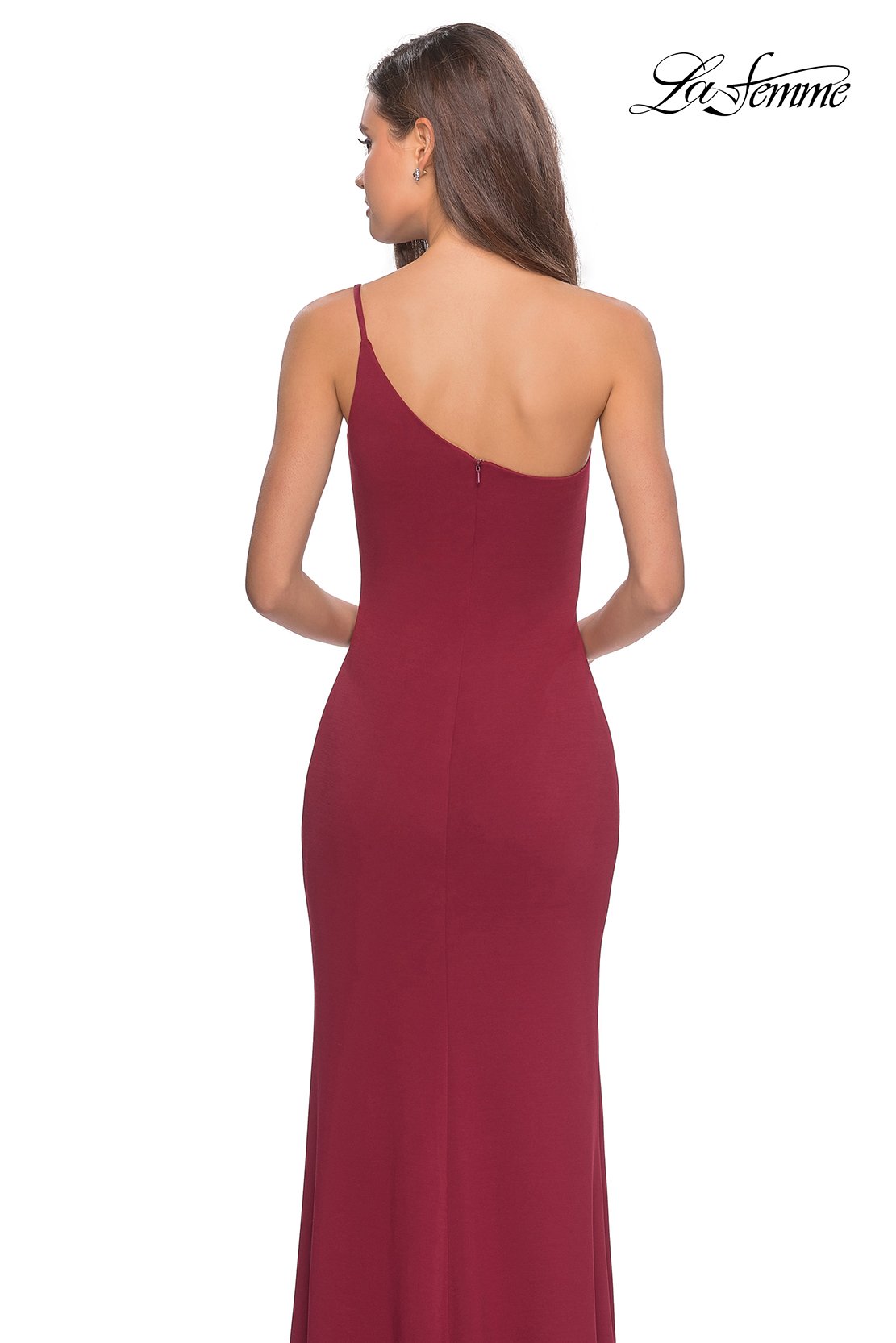 La Femme 28176 prom dress images. La Femme 28176 is available in these colors: Black, Burgundy, White, Yellow.